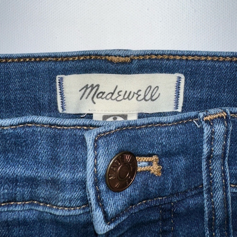 Madewell Stovepipe Jeans Blue High Rise Straight Leg Size 27 Stretch - Picture 3 of 11